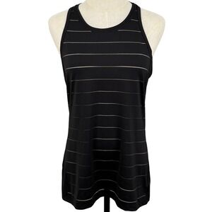 Athleta Womens S Tank Top Black Striped Mesh Racerback 868490-05 Activewear Gym